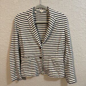 J.Crew Womens Striped Blazer Jacket Size S 100% Cotton Navy‎ & White
